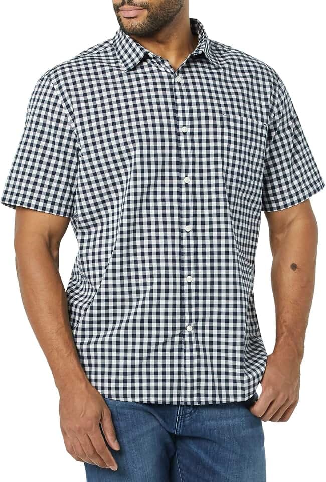 Amazon Essentials Herren Kurzarm-Hemd aus Stretch-Popeline, Normale Passform (in Übergrößen erhältlich)