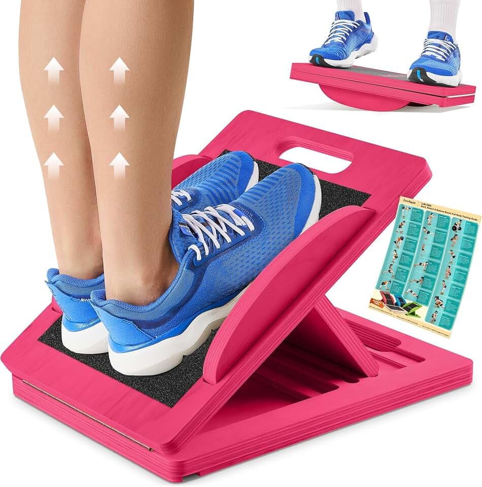 Slant Boards for Exercise, Wooden Slant Board, Calf Stretch Board with 7 Incline Angles, Velour Board, Balance Board & Calf Stretcher, Portable Incline Board for Physical Therapy, Ankle Mobility, Heel & Knees