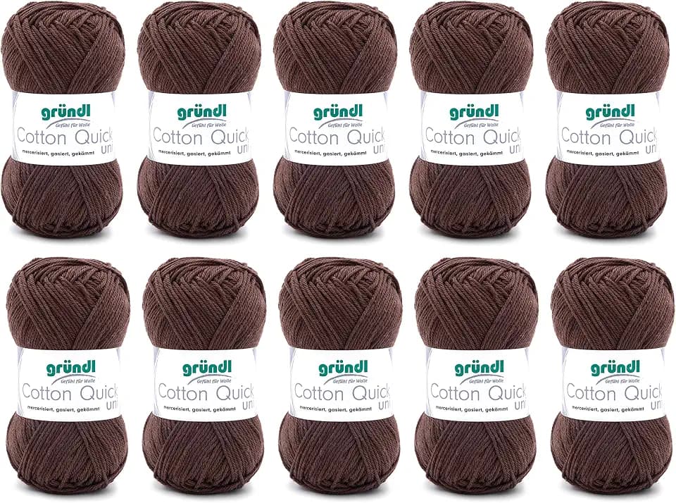 Gründl Wolle Cotton Quick uni Häkelgarn 10 Knäuel 50 g, Schokolade