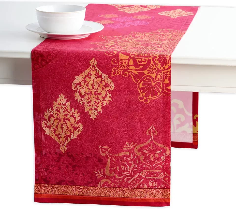 Maison d' Hermine Tischläufer aus 100 % Baumwolle, einlagig, 180 cm lang, für Weihnachtsdekoration, Zuhause, Küche, Esszimmer, Party, Hochzeit, Brautparty (Versailles, 37 x 180 cm)