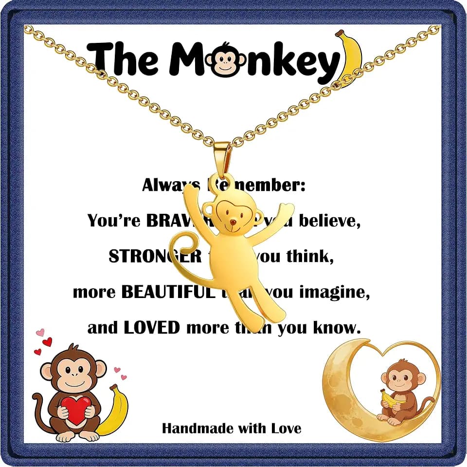 Cute Monkey Necklace for Women, Monkey Lovers Gift, Exquisite Jewelry Gift for Birthday Christmas Daughter Granddaughter Niece Best Friend Sister
