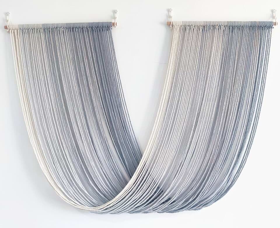 QULBUJ Dip Dye Large Macrame Wall Hanging Tie-Dye Yarn Tapestry Home Boho Wall Decor Ombre Art Headboard Bedroom Living Room 52" Wx34 L,Grey