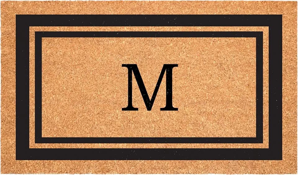 Calloway Mills 152961830M Black Border 18" x 30" Monogram Doormat, (Letter M)