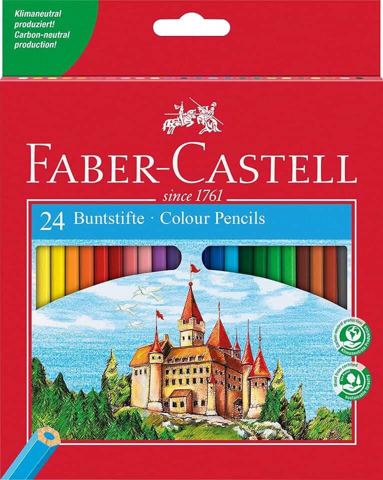 FABER-CASTELL 120124 - Buntstifte Set Castle, 24-teilig, hexagonal, bruchsicher, für Kinder und Erwachsene