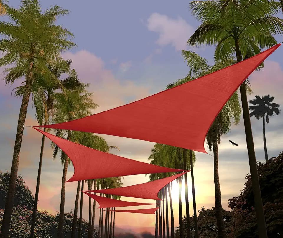 Amgo 22' x 22' x 22' Red Triangle Sun Shade Sail for Patio