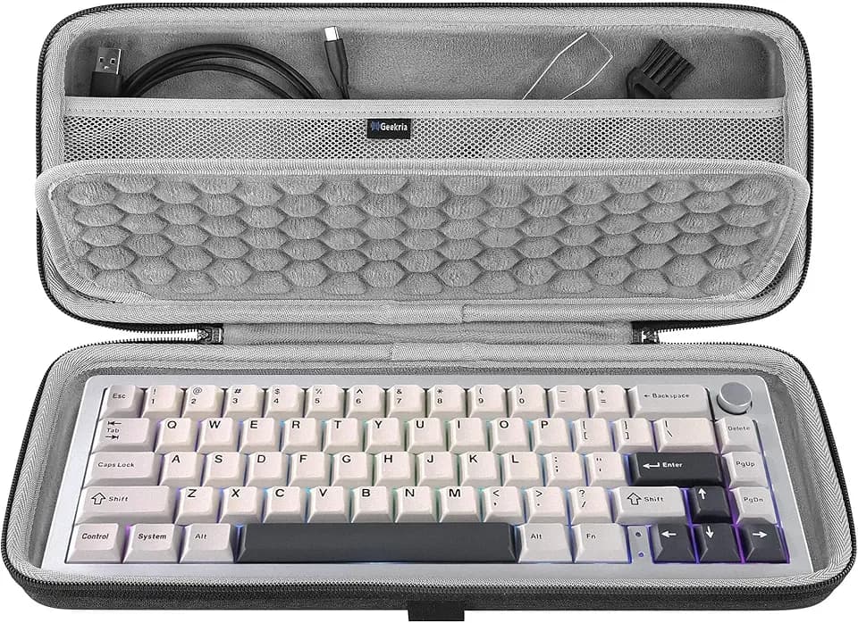 Geekria 65% Compact Keyboard Case, Hard Shell Travel Carrying Bag for 68 Keys Compact Keyboard, Compatible with Keychron K6/ K6 Pro/Keychron Q2 Pro/ Q2 Max, HyperX Alloy Origins 65 Keyboard