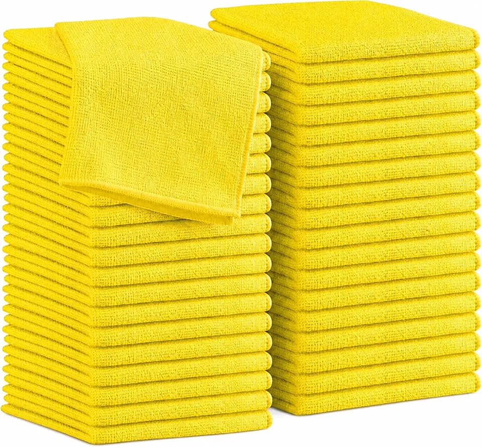 Yellow Microfiber Towels (Value Pack of 36) Size 16x16 Inches - Highly Absorbent Cleaning Rags, Lint Free Towels, Reusable and Washable, Microfiber Cleaning Cloths