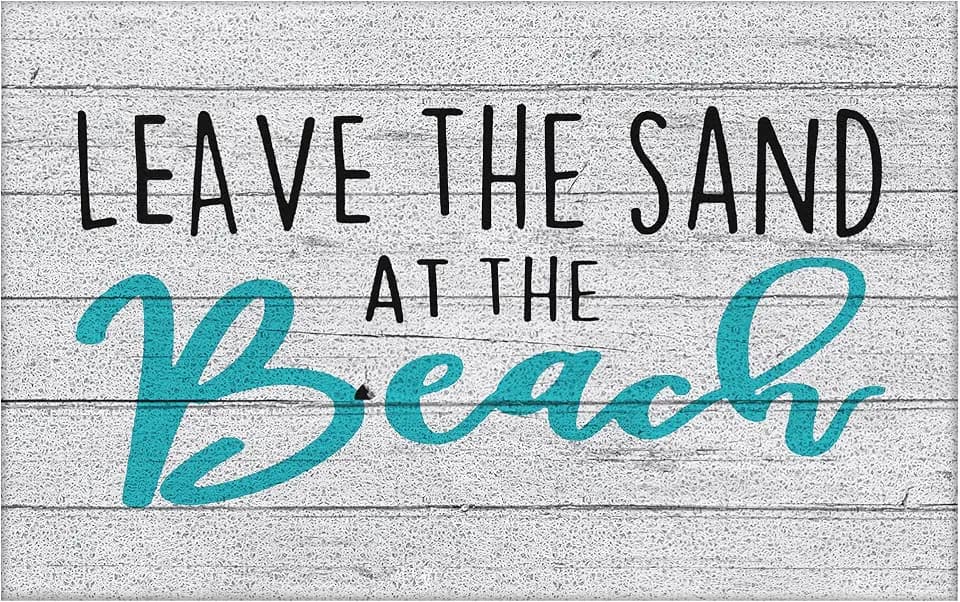Leave The Sand at The Beach Door Mat - Coastal Beach Welcome Mat, Nautical Door Mat, Beachy Room Decor Aesthetic, Beach House Decor, Coastal Ocean Bathroom Decor, 17x30 Inch