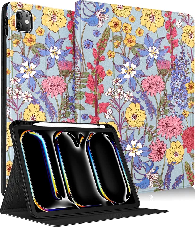 Wazzasoft for iPad Pro 11 inch M5(2025) / M4(2024) Case,Purple Floral