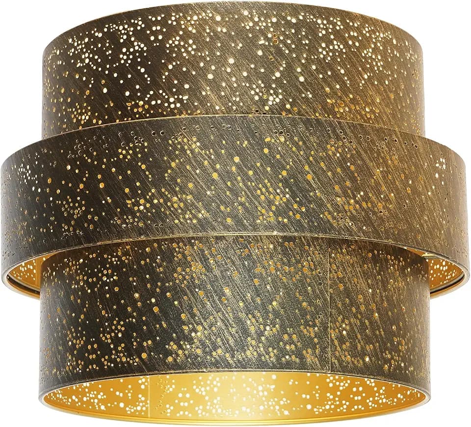 3-tier Drum Lampshade, Metal Lamp Shades 11.8'' Width x 9'' High