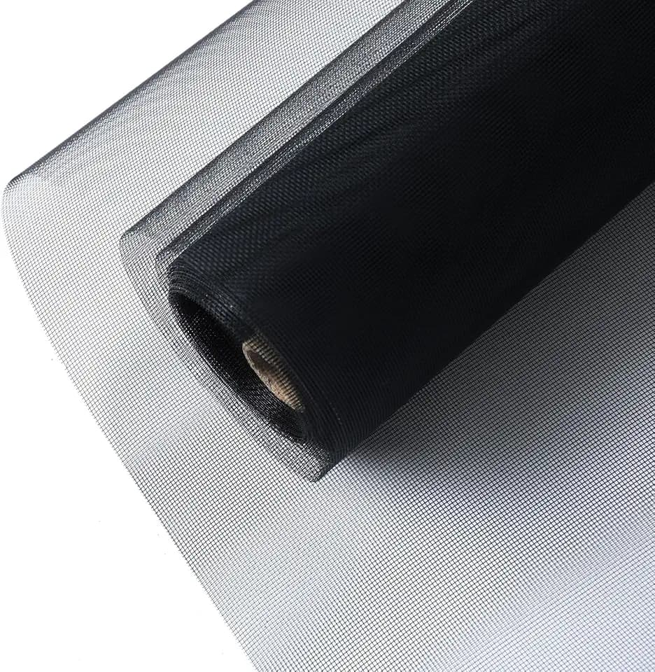 Black 304 Stainless Steel Mesh Screen 47"X236"(120X600cm), 1.5mm Hole Metal Net Sheet, Non-Corrosive and Non-Rusting Net Screen for Window, Door 1 Roll, Easy to Cut and Install (22 Mesh)