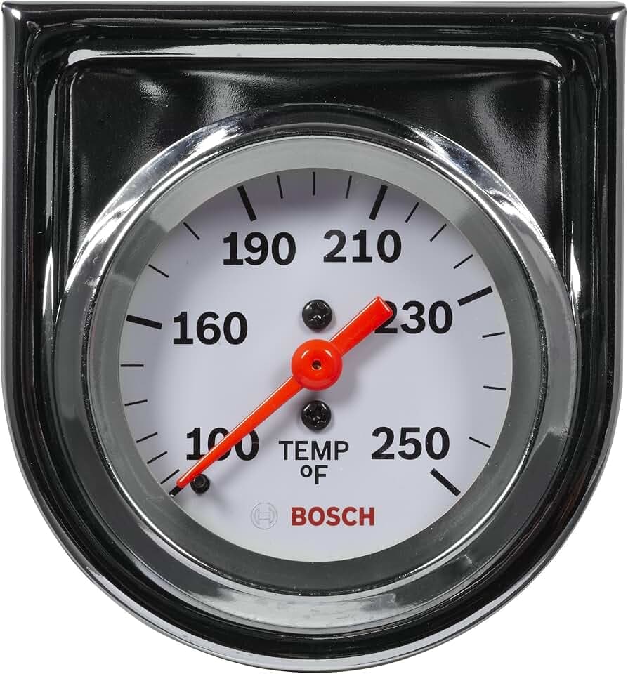 BOSCH SP0F000045 Style Line 2" Mechanical Water/Oil Temperature Gauge (White Dial Face, Chrome Bezel)