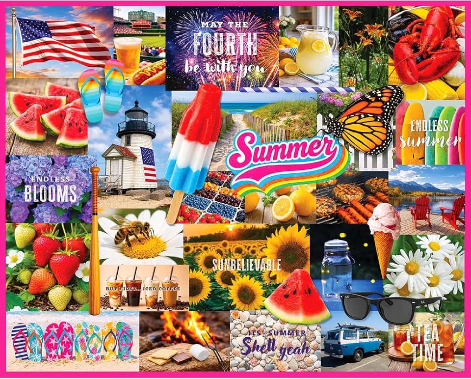 White Mountain 1000 Piece Jigsaw Puzzle 4th of July, I Love Summer