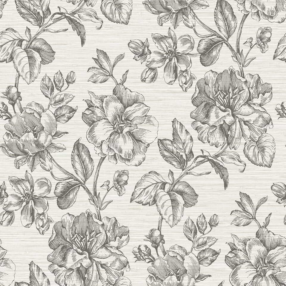 RoomMates Tamara Day Gray Flower Girl Peel and Stick Wallpaper