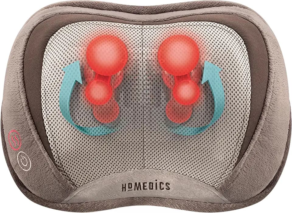 Homedics Shiatsu Back Massager with Heat, 3D Deep Tissue Massage Pillow
