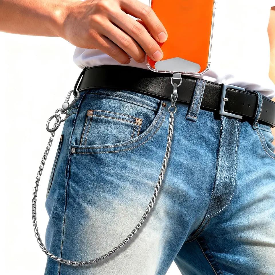 MOUTAKEY Anti Theft Phone Lanyard 22.6" Heavy Duty,Silver