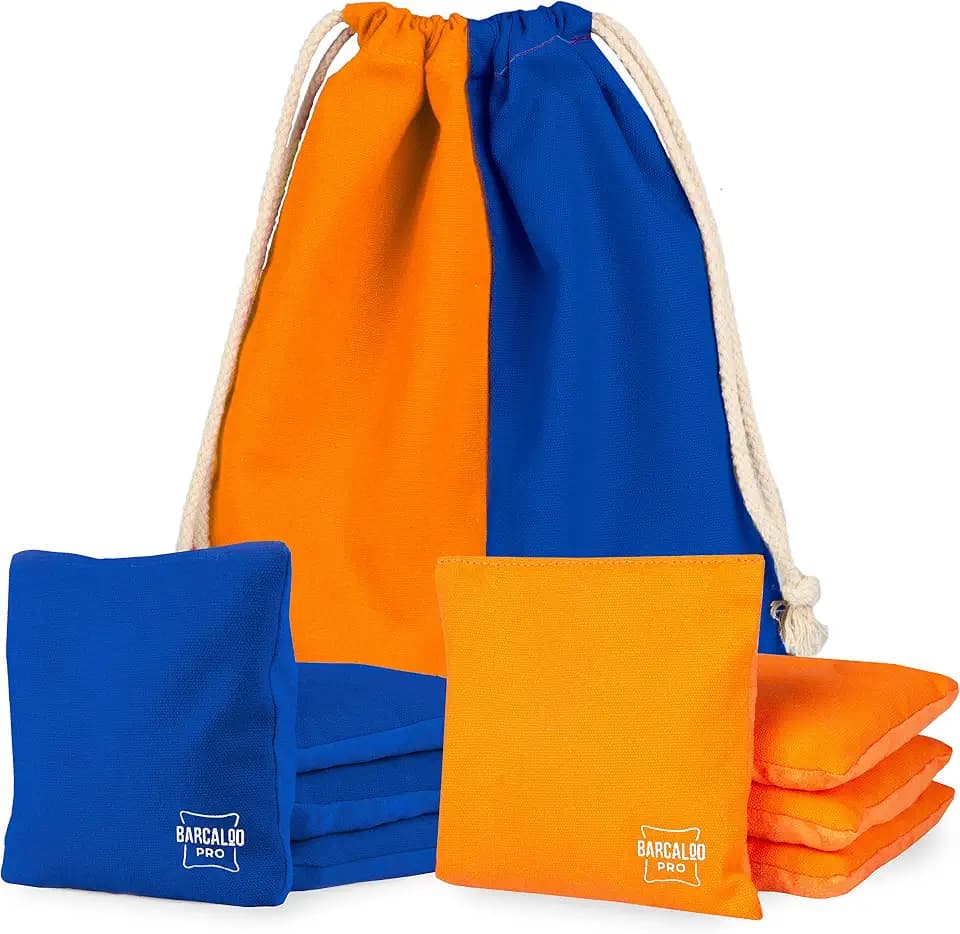 Barcaloo Professional Cornhole Bags Set of 8 Regulation All Weather Double Sided - Sticky/Slick Side Bean Bags for Pro Corn Hole Game