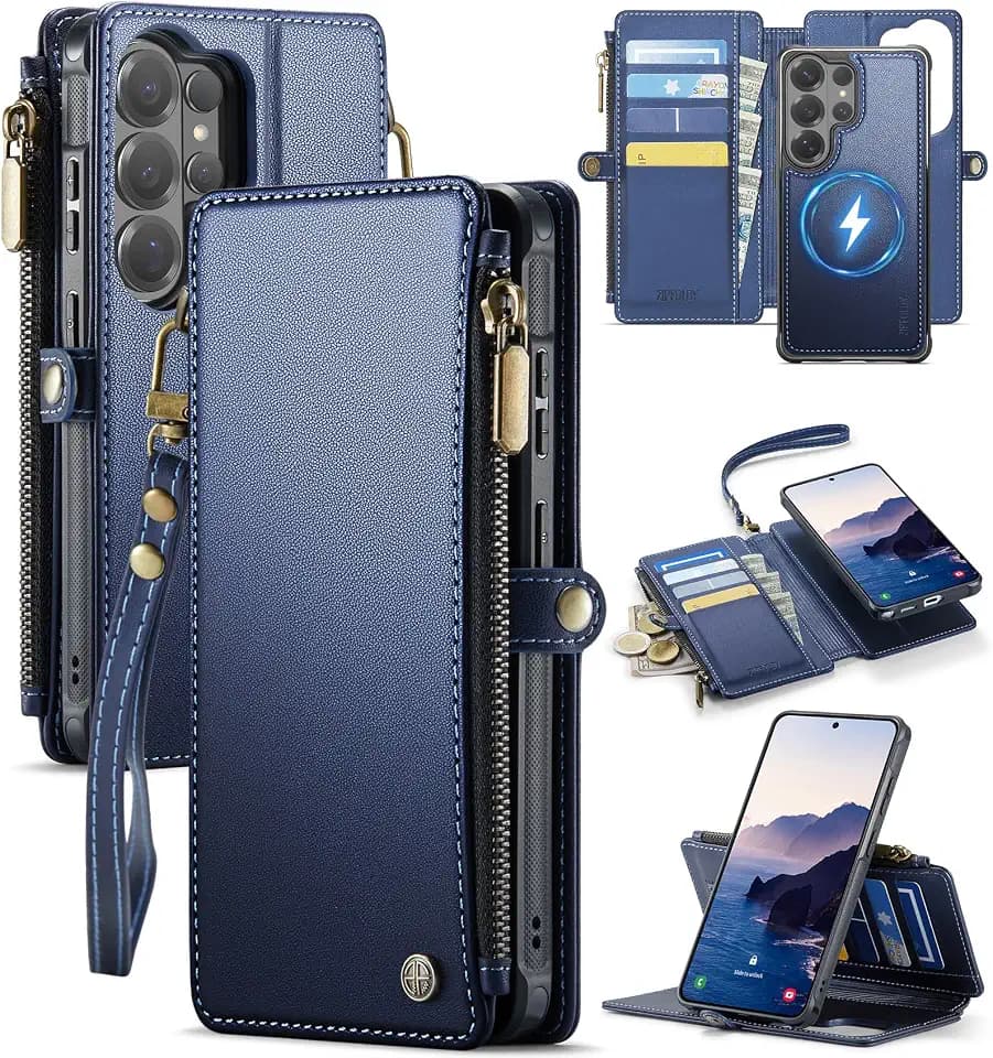 for Galaxy S26 Ultra - Phone Case Wallet Magnetic, Navy Blue
