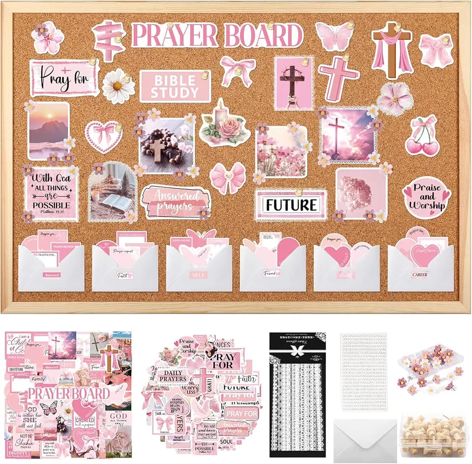 Prayer Board Supplies Kit - 257 Pcs Pink Coquette Christian Decor