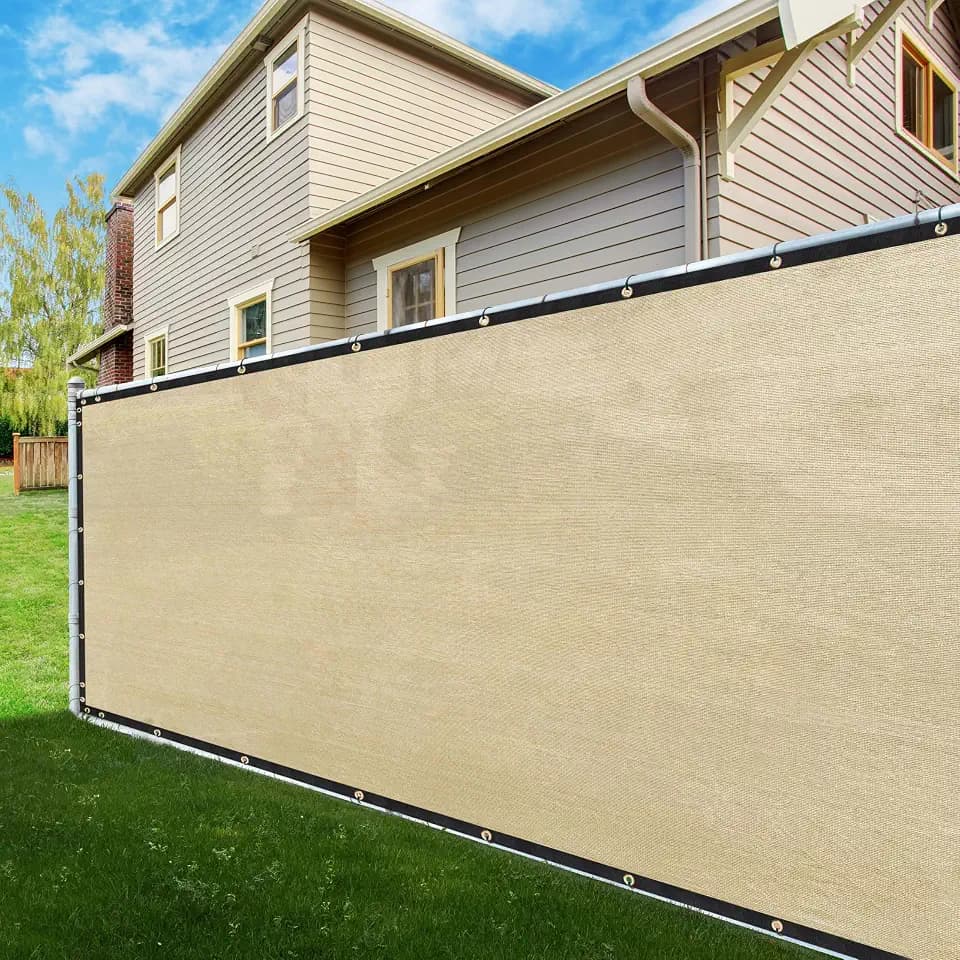 6' x 12' Beige Fence Privacy Screen, 170 GSM Fencing Mesh Shade Net Cover