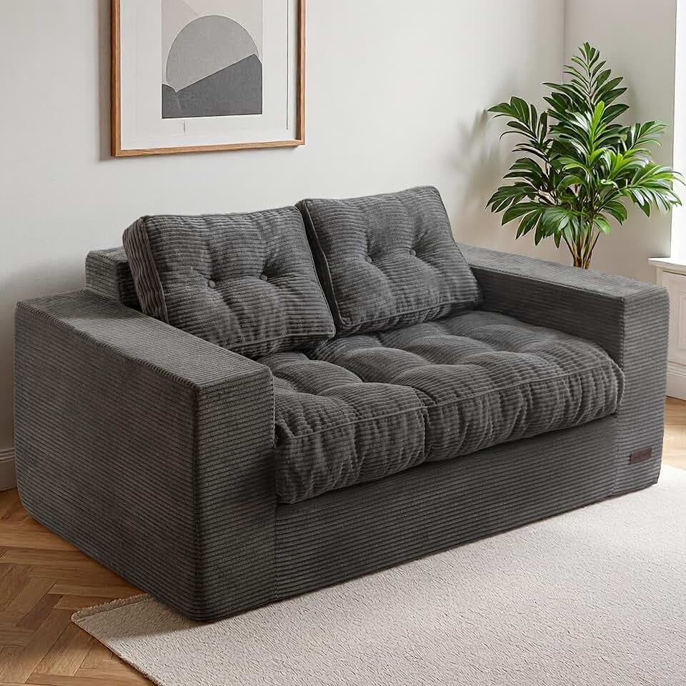 MAXYOYO Loveseat Sofa Couch, Upholstered Bean Bag Chair Cloud Seat
