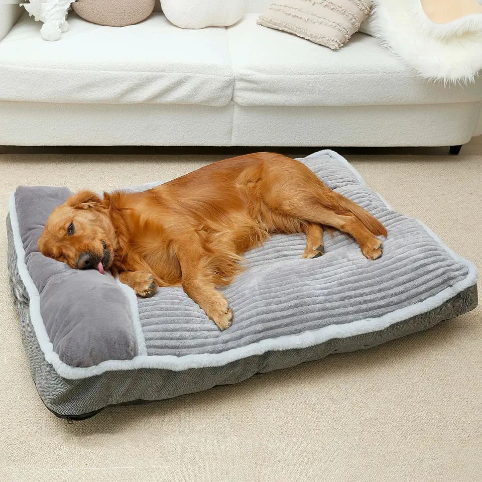 WINDRACING 新品 Hundebett für große Hunde, Hundematratze mit Kissen für Kiste Kennel, Sofa Hundebett, Super weiches Haustier Bett für Medium, Jumbo, kleine Hunde Rassen, Haustier Bett