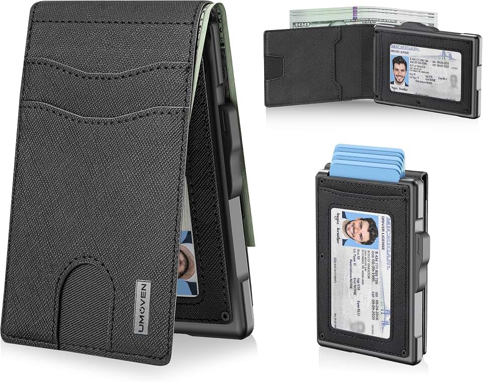 Wallet for Men, Minimalist Leather RFID Blocking Bifold Wallet, Cash Slot