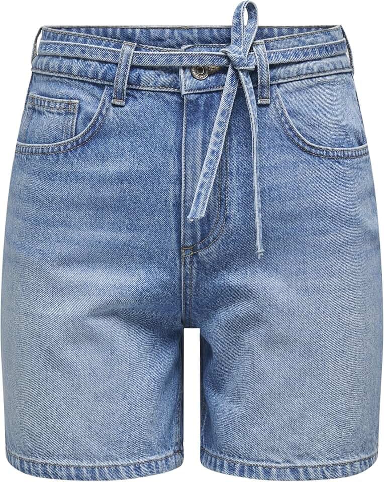 ONLY Damen Jeans Shorts ONLGianna Belted Kurze Jeanshose Bermuda mit Gürtel