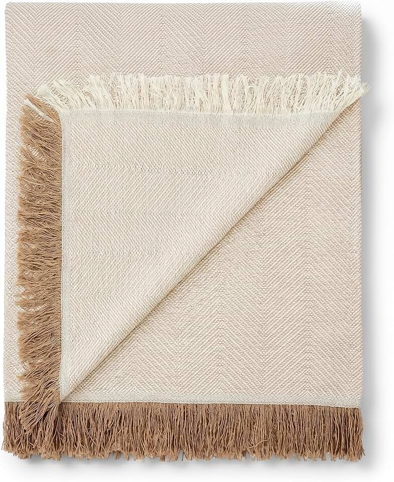 Martina Home Spiga vielseitiger Schal, 80% Baumwolle, 20% Polyester, roh/beige 260 Length x 300 Width cm