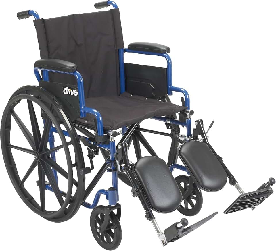 Drive Medical Blue Streak Foldable Wheelchair, Leg Rests, 16" Seat