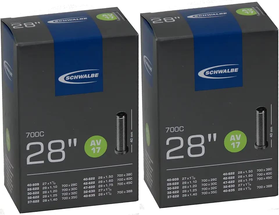 Schwalbe Unisex-Adult AV17 Inner Tube, Schwarz, 28 & quot; 2er Set, 27.5"/ 40mm AV