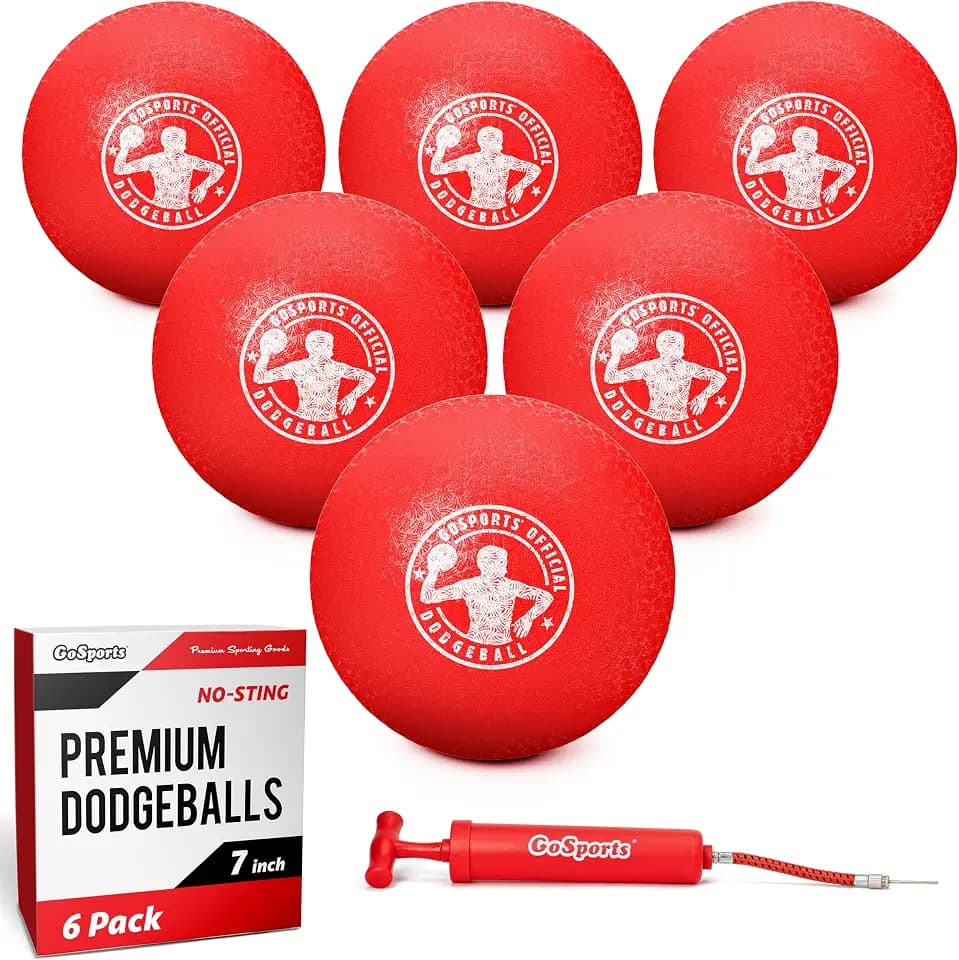 GoSports Inflatable Dodgeballs - Choose 5 Inch or 7 Inch No Sting Balls - Set of 6 Includes Ball Pump & Mesh Bag