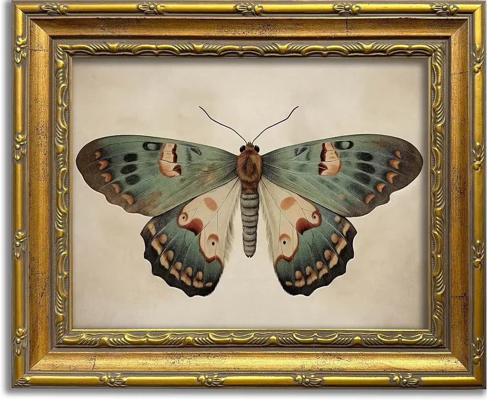 DR.RiftArt Vintage Butterfly Wall Art Gold Framed Decor Painting