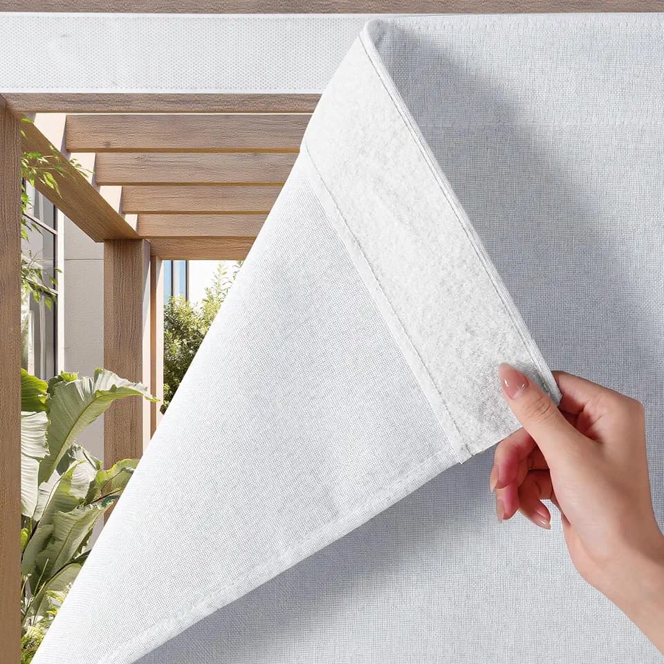 NICETOWN 100% Blackout Linen Outdoor Curtains Windproof 84" L White 2 PCs