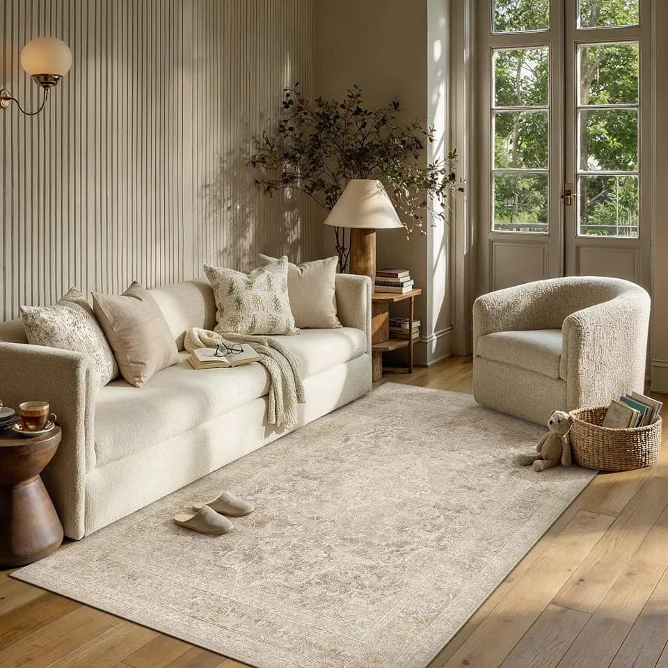 HUGEAR Beige 4x6 Area Rugs for Living Room Washable Rug Carpet