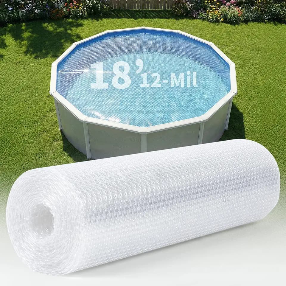 Blue Wave 18-ft Round Solar Pool Cover 12-Mil Clear – Solar Cover for Above Ground Pool, Thermal Bubble Blanket for Heat Retention & Reduced Evaporation