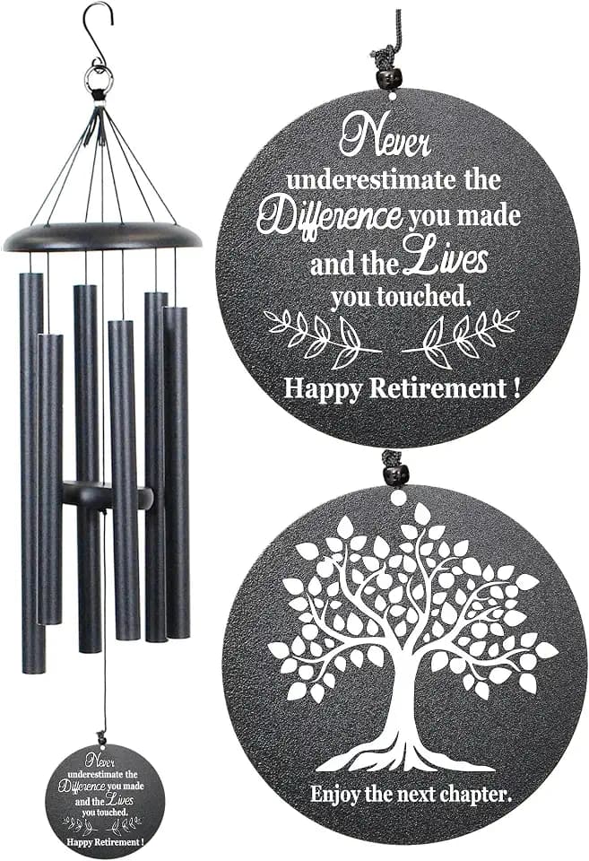 Retirement Gift for Woman Men, 32" Wind Chimes Retirement Gifts, Happy Retirement Gifts for Coworker Colleague Boss Teachers Nurses Friends, Going Away Gifts Retirement Decorations (Black)