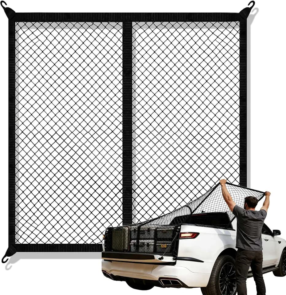 Simple Truck Bed Cargo Net 4x4 to 8x8 ft Elastic Mesh for Daily Light Loads