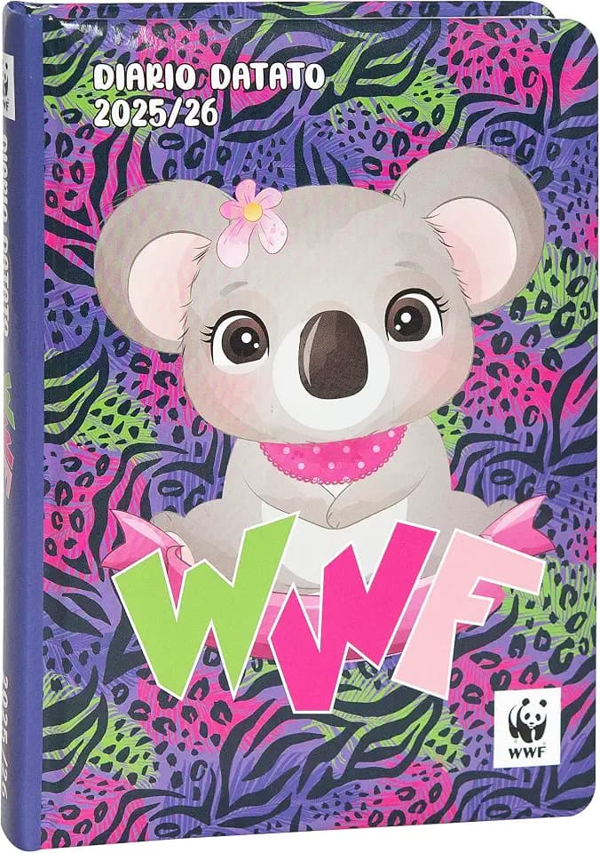 Franco Cosimo Panini WWF Schülerkalender 2025-2026, offizielles WWF, Tagebuch 12 Monate, ideal für die Grund- oder Mittelschule, mit festem Einband und 352 farbigen Seiten, 13 x 17,8 cm