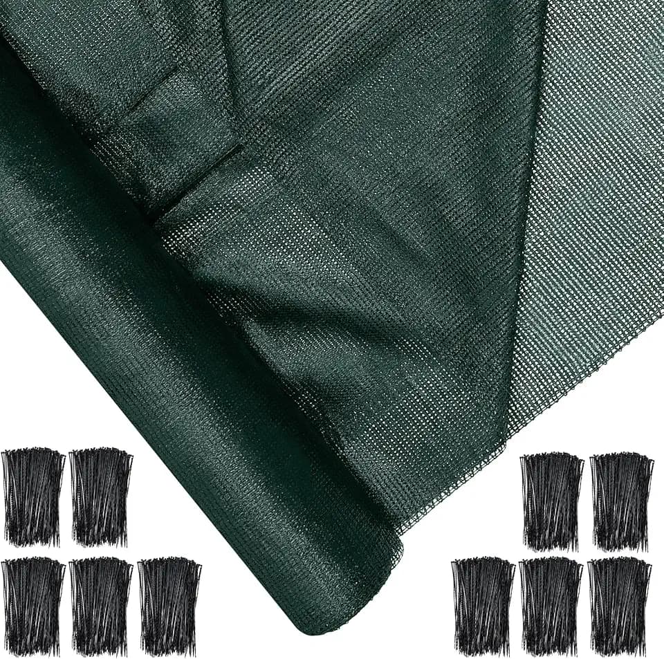 90% Shade Cloth Roll 6 x 100 FT, UV Resistant Shade Cloth with Ties for Garden, Heavy Duty HDPE Net for Greenhouse Patio Fence Plant Cover, Green