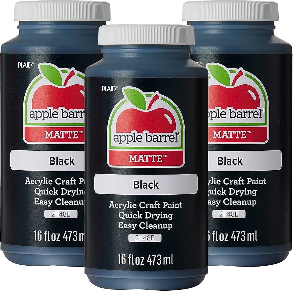Apple Barrel Acrylic Paint, Black 16 oz, 21148EA- (Pack of 3)