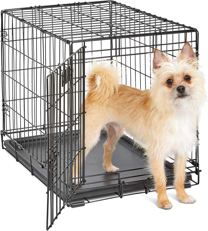 MidWest Homes for Pets iCrate Hundebox, klappbar, 1 Tür, Trennwand, auslaufsichere Bodenwanne, sichere Verriegelungen, Drahtgitterbox für kleine Rassen, tragbar, robust, einfacher Aufbau, 61 cm