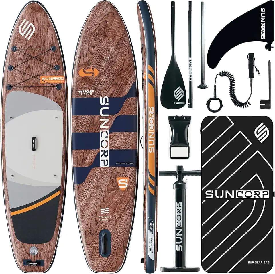 Suncorp(Extra Large)11’x34” Inflatable Paddle Board,SUP for 3 People/Family