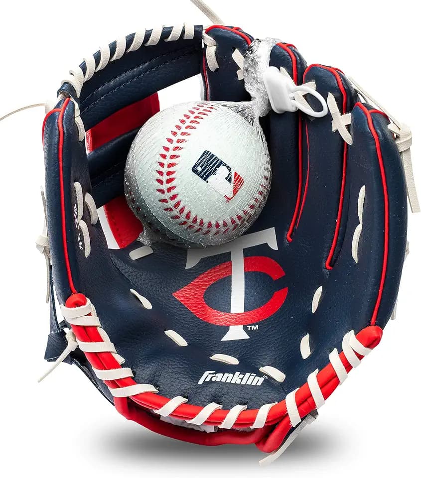 Franklin Sports MLB Youth Teeball Glove and Ball Set - Kids Baseball and Teeball - Perfect First Kids Glove - 9.5"