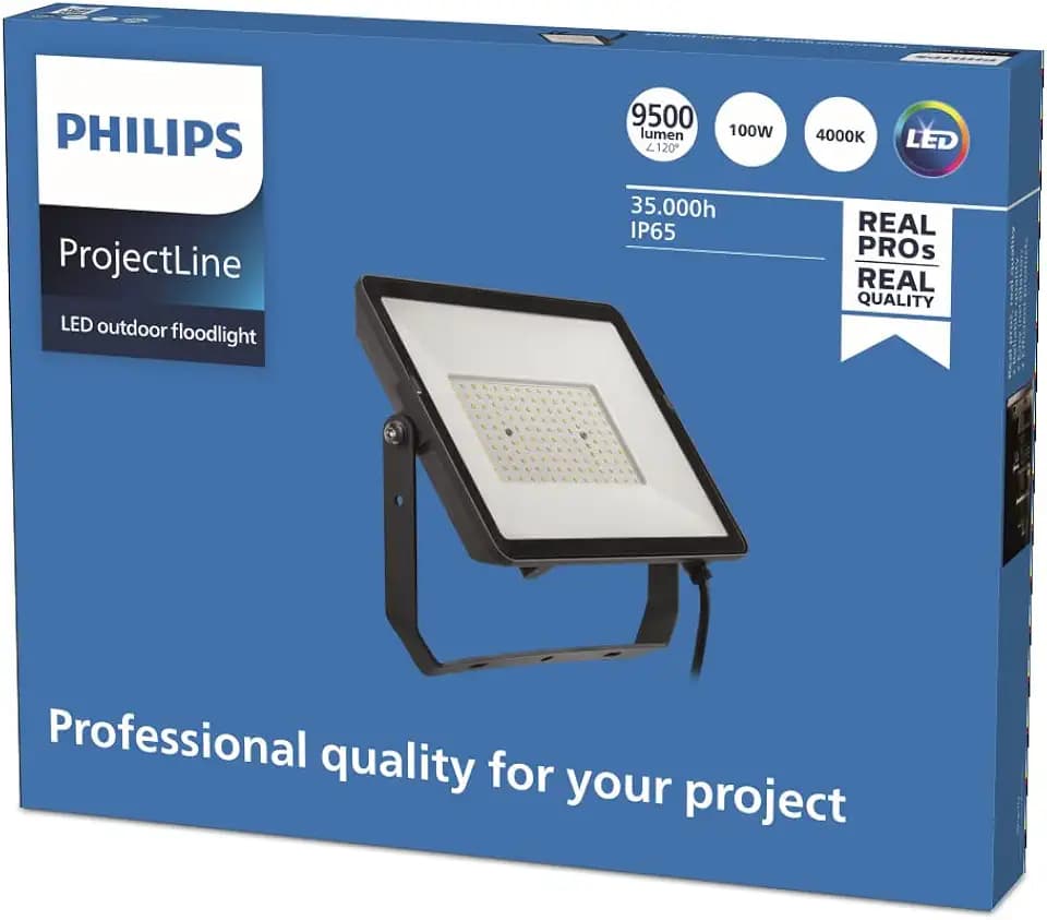 Philips ProjectLine Flutlicht, 100W, 4000K, schwarz