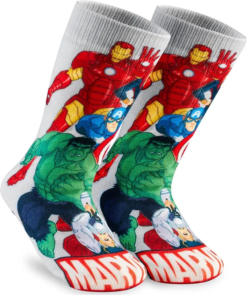 Marvel Slipper Socks for Men & Teens US Size 7.5-10, Warm Non Slip Bed Socks Sherpa Lining, Soft Breathable, Gifts for Men