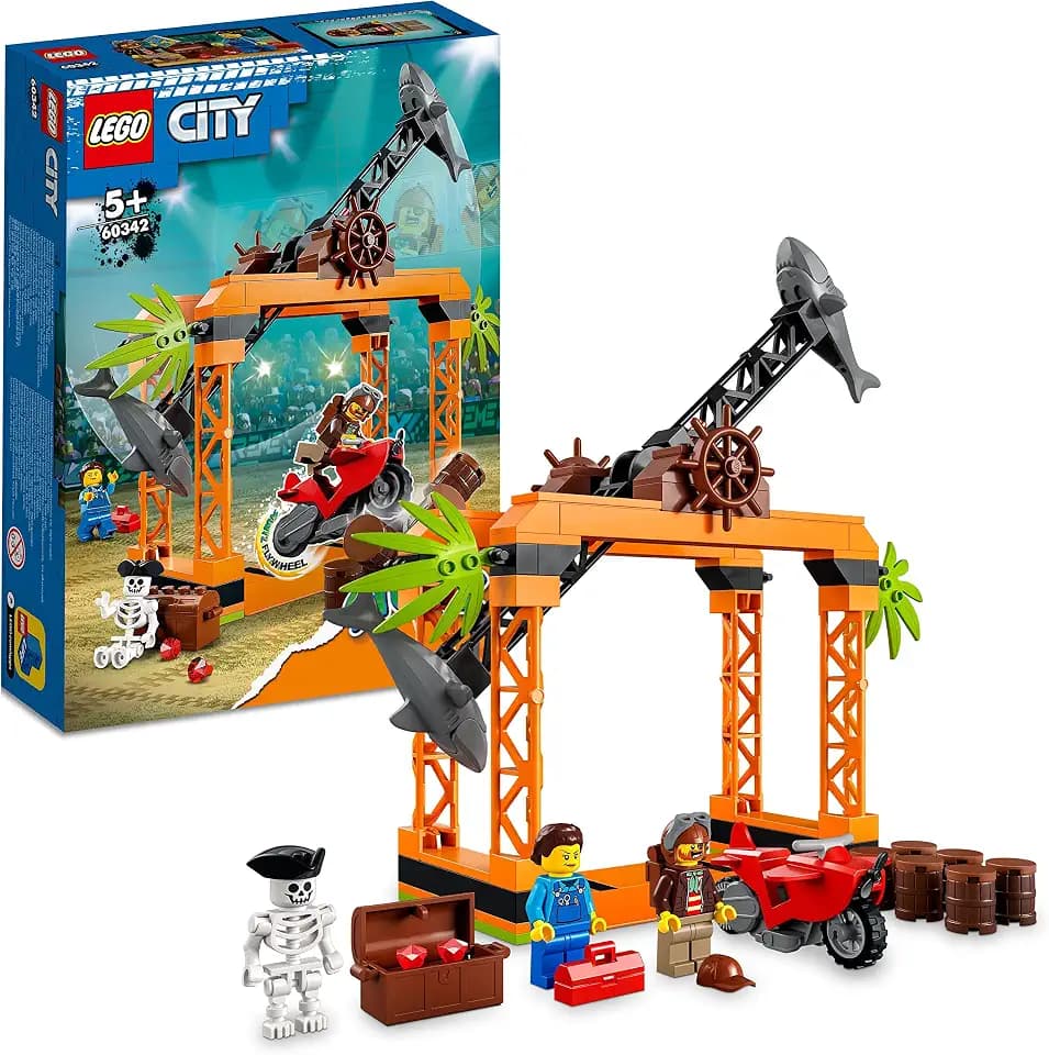LEGO 60342 City Stuntz Haiangriff-Challenge Set, Inkl. Motorrad Und Stunt Racer Minifigur, Action-Spielzeug Für Kinder Ab 5 Jahre