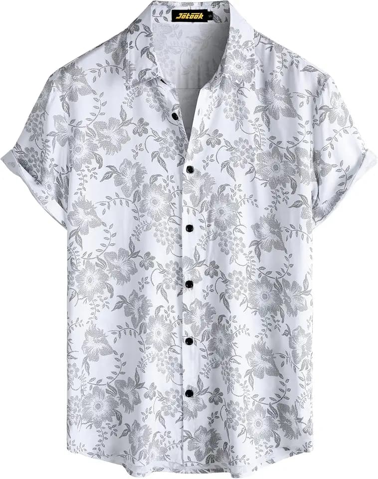 JOTOOK Mens Hawaiian Shirt Short Sleeve Button Down Summer Beach Shirts