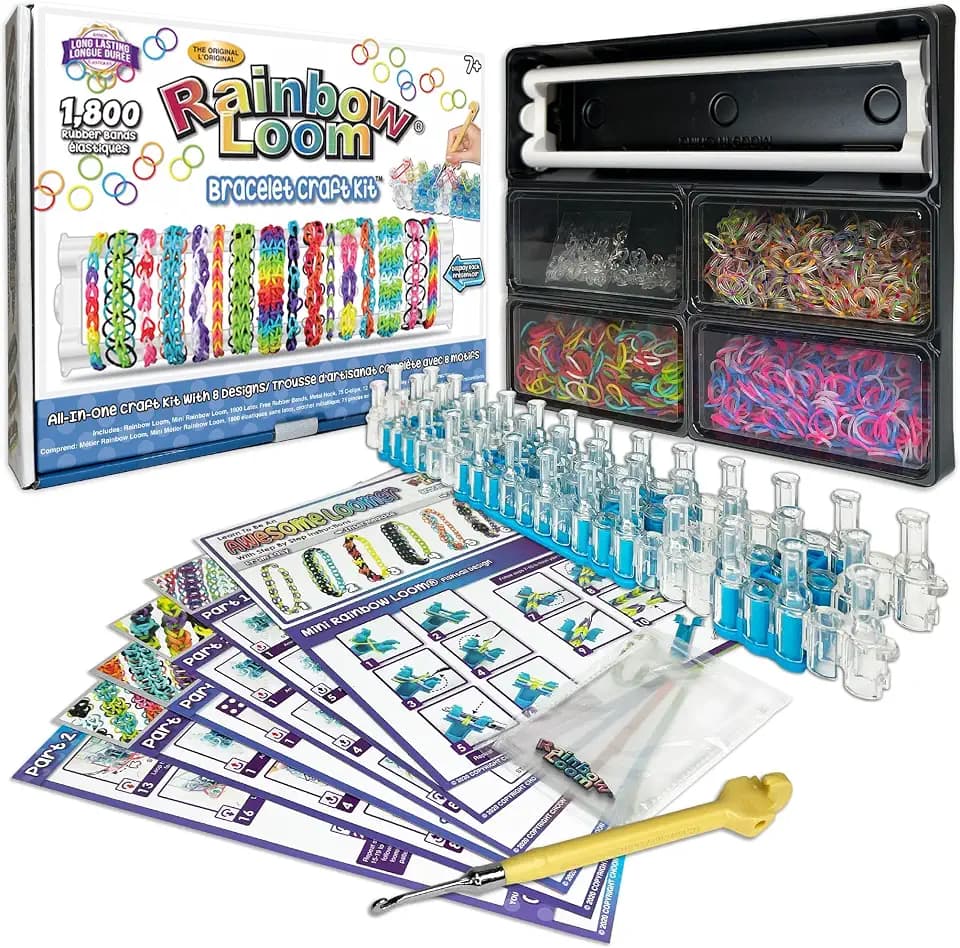 Rainbow Loom Bracelet Craft Kit - Carrying Case & 1800 Rubber Bands