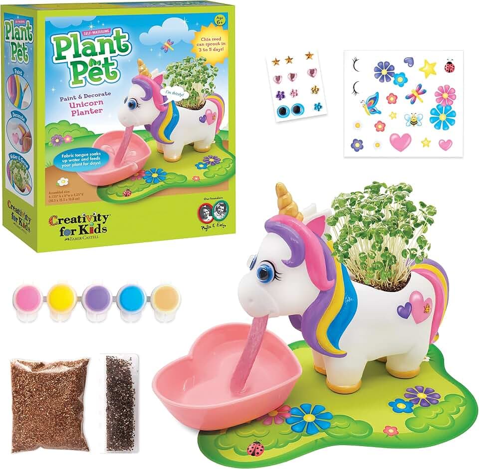 Creativity for Kids Unicorn Self-Watering Plant Pet, Unicorn Crafts for Girls, Summer Activities for Kids, DIY Garden Craft Kit (Ages 6+)